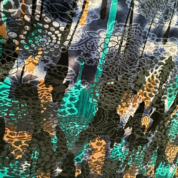 Gump’s San Francisco Jewel Toned Soft Velvet Chrysanthemum Caftan V-Neck Tunic L - Picture 9 of 16